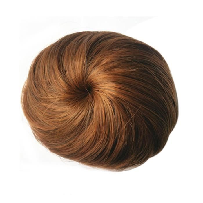 Perruque Le chignon haut élastique Fibre synthétique Brun clair Mat