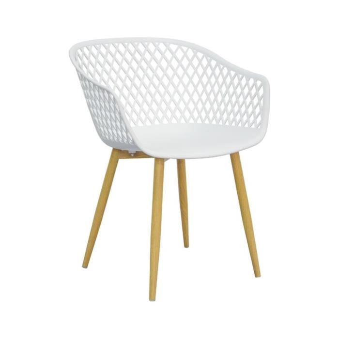 fauteuil chaise salle a manger en métal avec assise en pp blanc