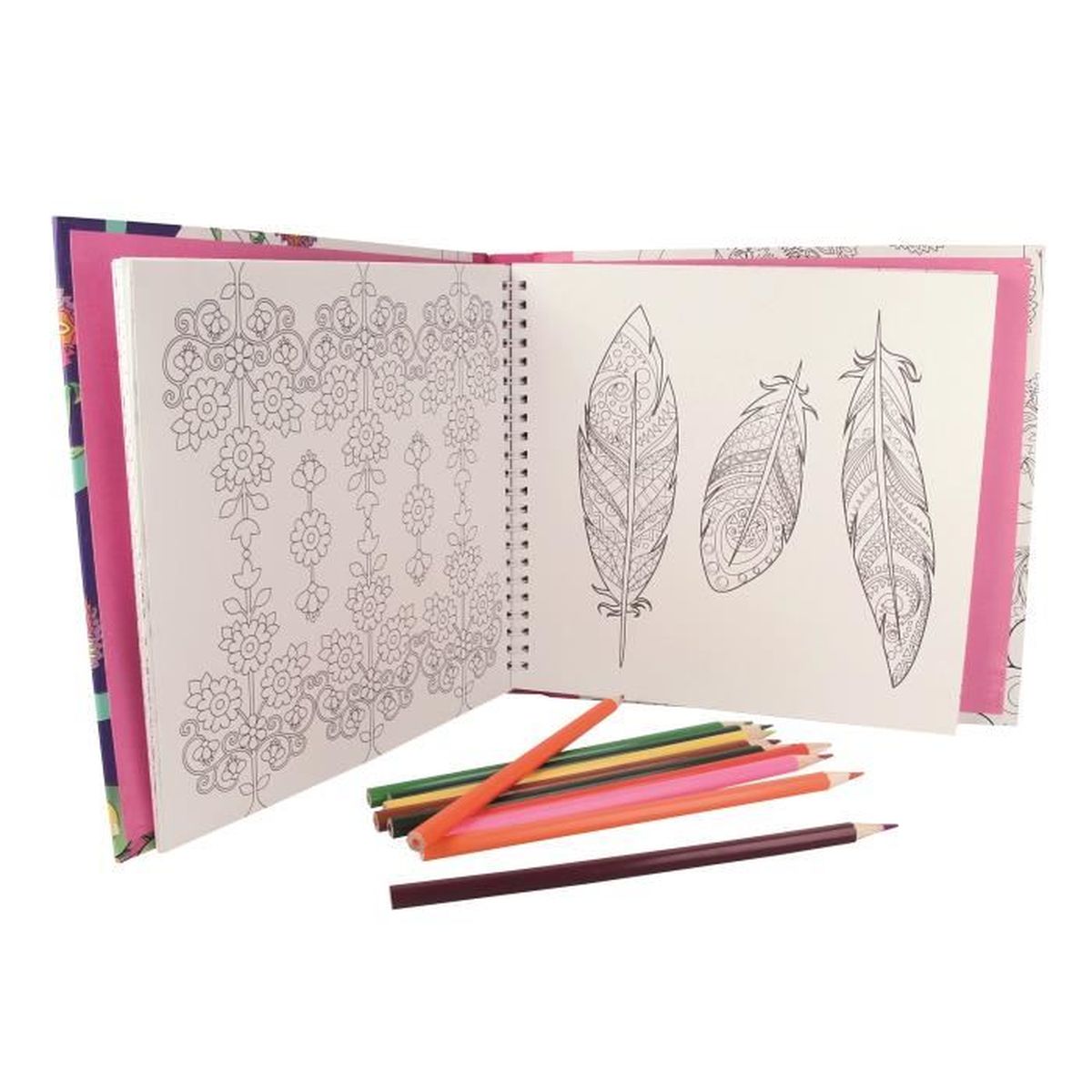 KIT DE DESSIN Kit album   colorier avec 10 crayons Flower Power