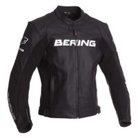 BLOUSON - VESTE BERING Blouson Moto Cuir Sawyer Noir et Blanc BLOUSON - VESTE BERING Blouson Moto Cuir Sawyer Noir et Blanc