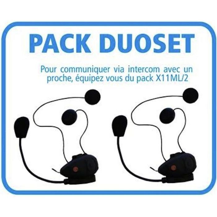 BEEPER Lot de 2 Kits Mains Libres Bluetooth Intercom Moto - Noir