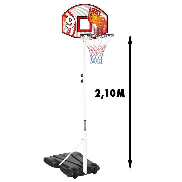 USG Panier de Basket sur pied Réglable de 1.65 à 2.10m