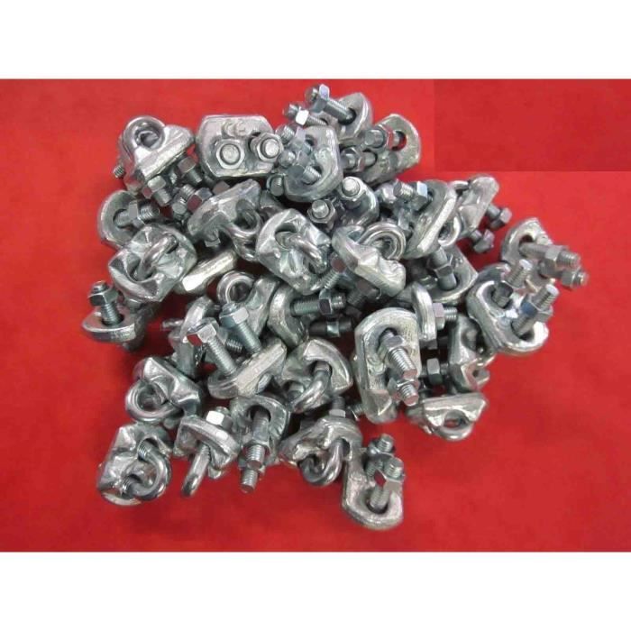 Diamètre Fil 5 mm LOT DE 10 Serre Cable plat 2 Boulons ACIER