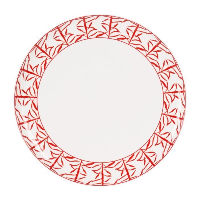 TABLE PASSION - PLAT A TARTE PORCELAINE DECOR MADRAS ROUGE ...