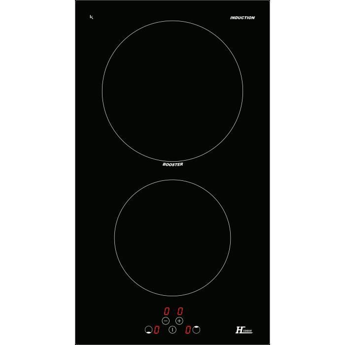 HUDSON TDI 320 T - Table de cuisson vitrocéramique - 2 zones - L 30 cm - Revêtement verre - Noir