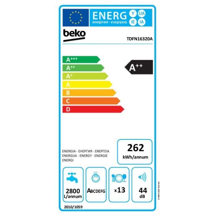  TDFN16320A - Lave-vaisselle 60cm A++ 13 couv1