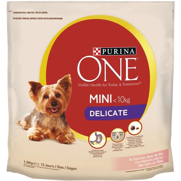PURINA ONE Croquettes au saumon et riz Delicate Pour chien de petite taille a la digestion sensible 15 kg