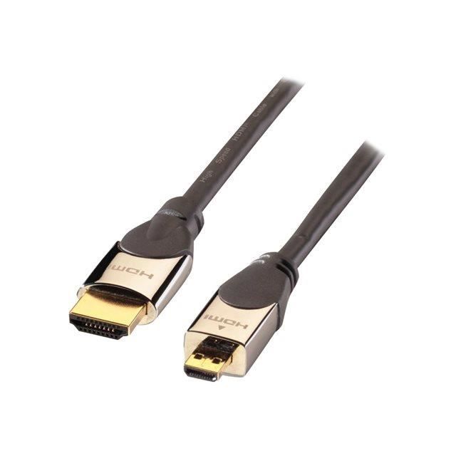 LINDY Câble HDMI® CROMO® - Compatible HDMI 2.0 Ultra HD - Avec Ethernet - Type A / D - 1m