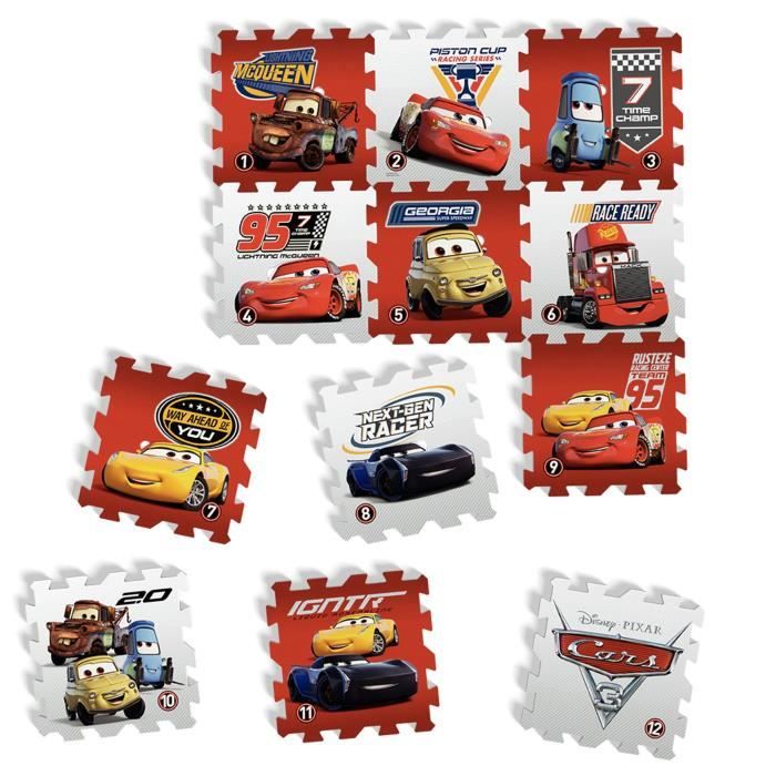 DISNEY CARS - TAPIS PUZZLE MOUSSE DE 12 PIECES - TATAMIZ