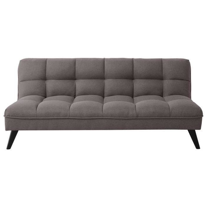 FLUFFY Banquette clic clac 3 places - Tissu taupe - Style contemporain - L 184 x P 82 cm