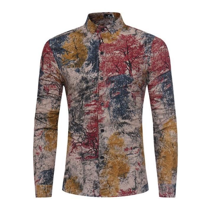 Chemise hiver Homme Marque imprimé a la mode slim à manches longues