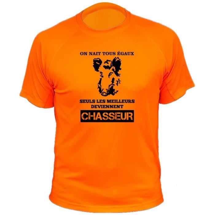 T-shirt chasse sanglier idée cadeau chasseur Orange - Achat / Vente t