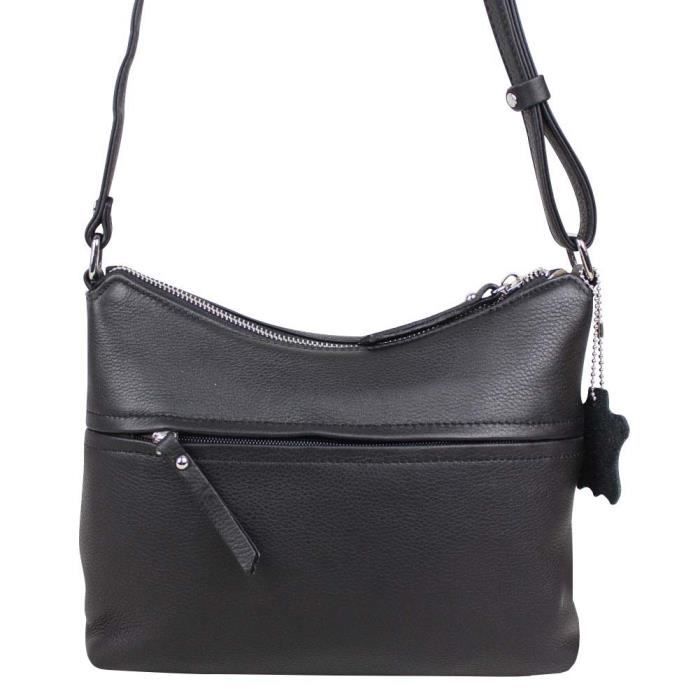 cuir à Fuchsia Noir Saxo grainé bandoulière Sac zip jewelry FFfXqr nXIvgdp