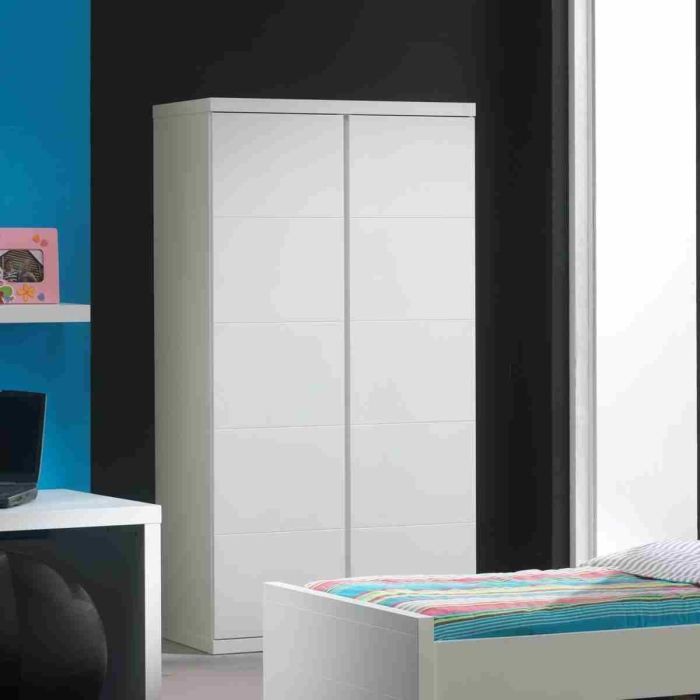 Armoire Sara blanc laque a 2 portes 110 cm