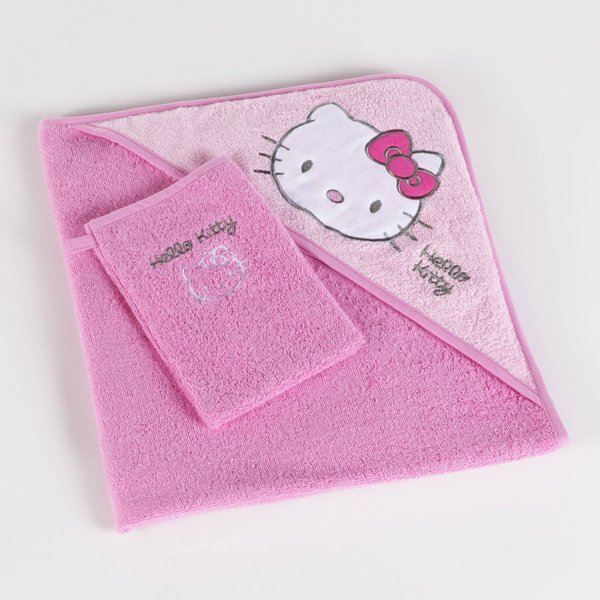 CAPE DE BAIN + GAND DE TOILETTE Hello Kitty 76 x 76 cm   Marque