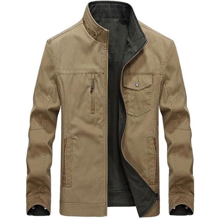 Veste Réversible Homme Mi Saison en Coton Blouson Col ...