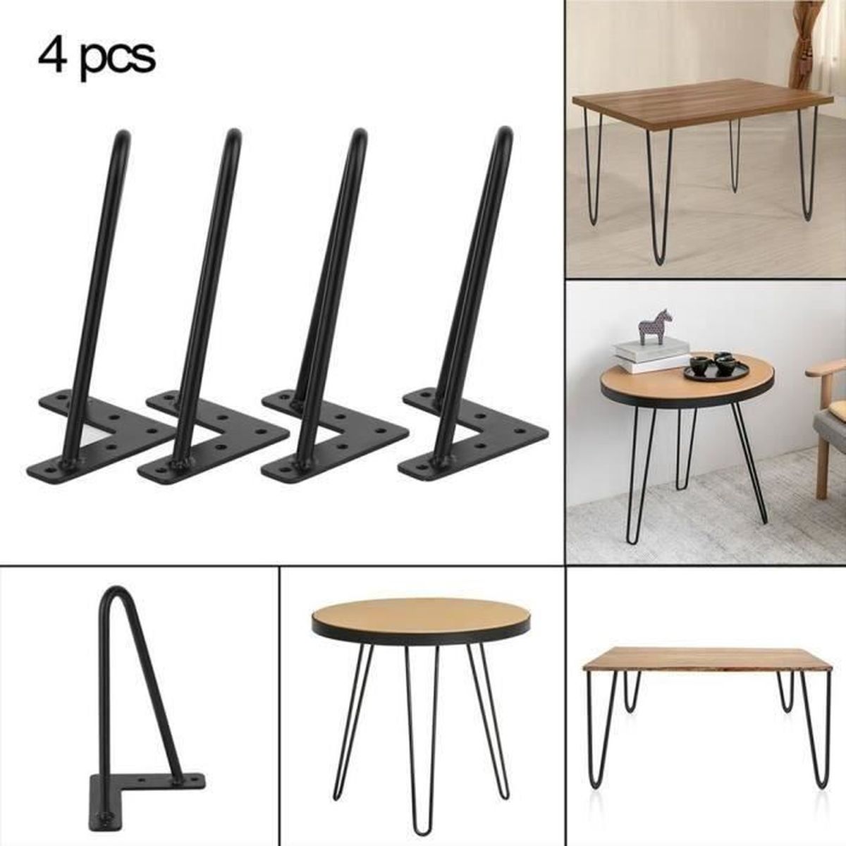 Pieces Accessoires 4x Epingle A Cheveux Metal Pieds De Table Cafe