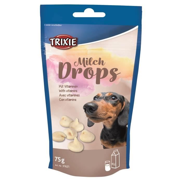 TRIXIE Pastilles Drops au lait - Pour chien - 75g