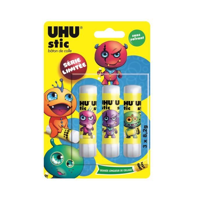 UHU Collector DRAGONS Lot 3 Sticks Blancs 8,2g - Bâton de colle