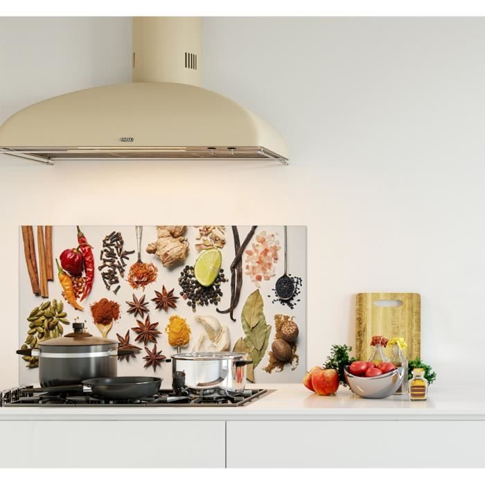 Crédence de cuisine adhésive en Verre de synthèse "Saveurs ...