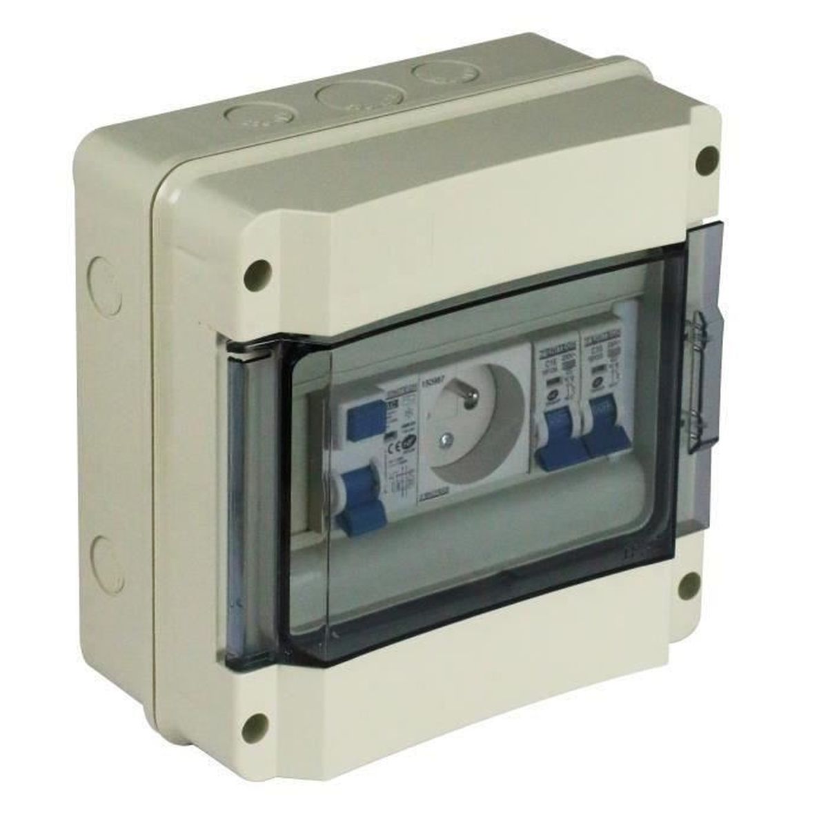 Coffret Électrique Étanche IP65 Zenitech 8 Modules - Équipé Différentiel, Disjoncteur, Prise