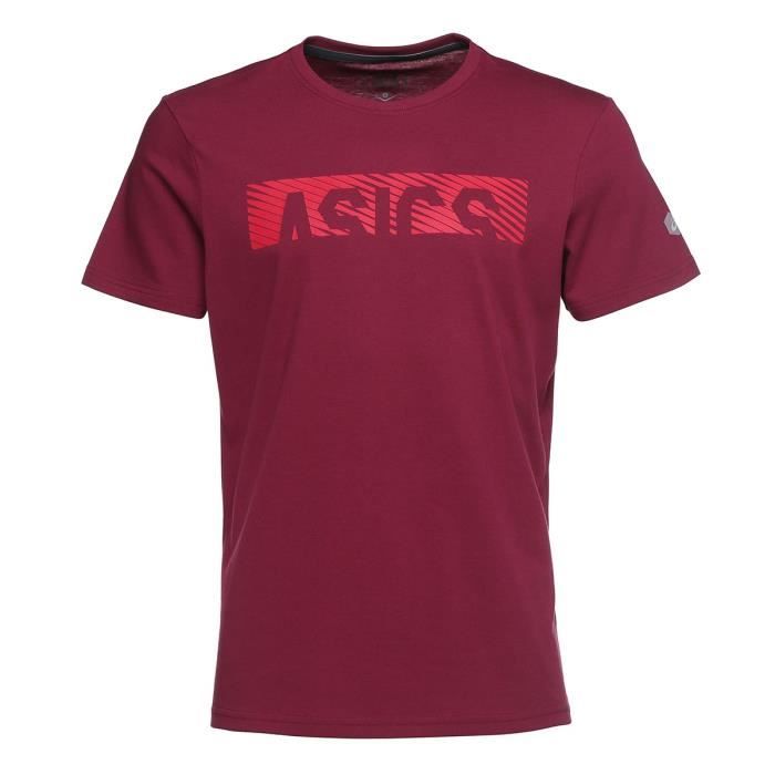ASICS T-shirt ESNT Diagonal - Homme - Rouge bordeaux
