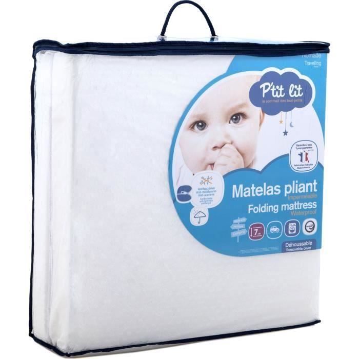P TIT LIT Matelas de voyage pliant avec face imperméable - 60 x 120 cm