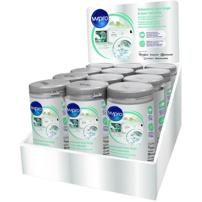 Box carton PLV avec 12 flacons de poudre detartrante LL LV