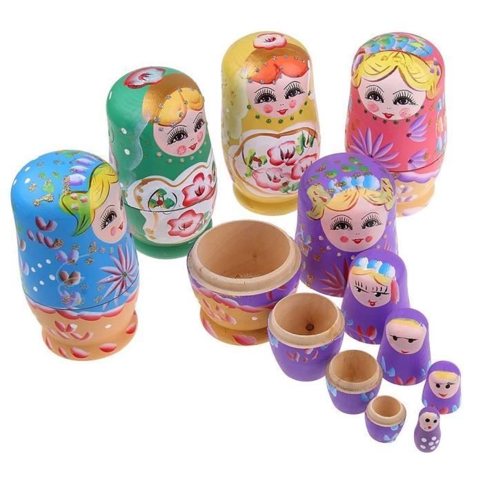 Poupées Russes Matriochka Rouges 5 Pièces - Peintes à La Main Par Titova