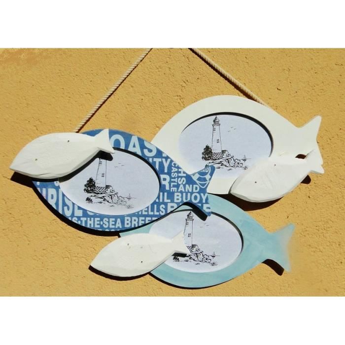 Cadre Photo Pêle Mêle Mural Banc De Poissons Décoration Marine De La