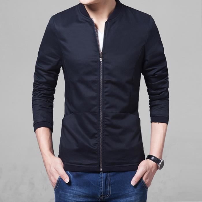 Blanc Orange Foncé Slim blanc Blouson Homme bleu Zipper Automne Marque Z54xYA