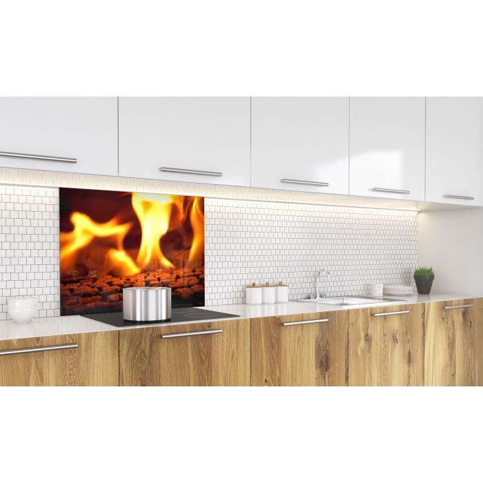 Fond de hotte "Au coin du feu" en Verre1