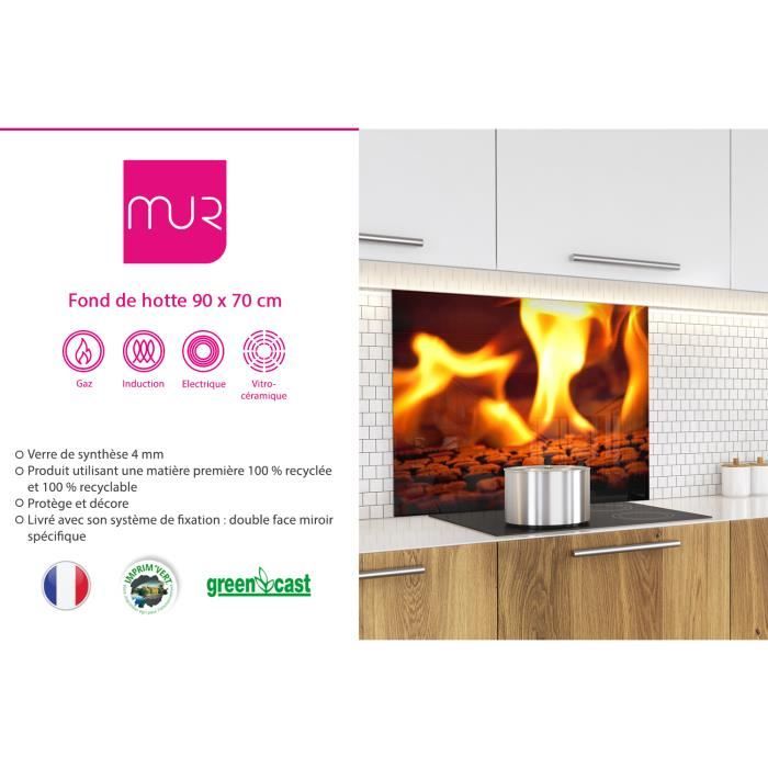 Fond de hotte "Au coin du feu" en Verre3