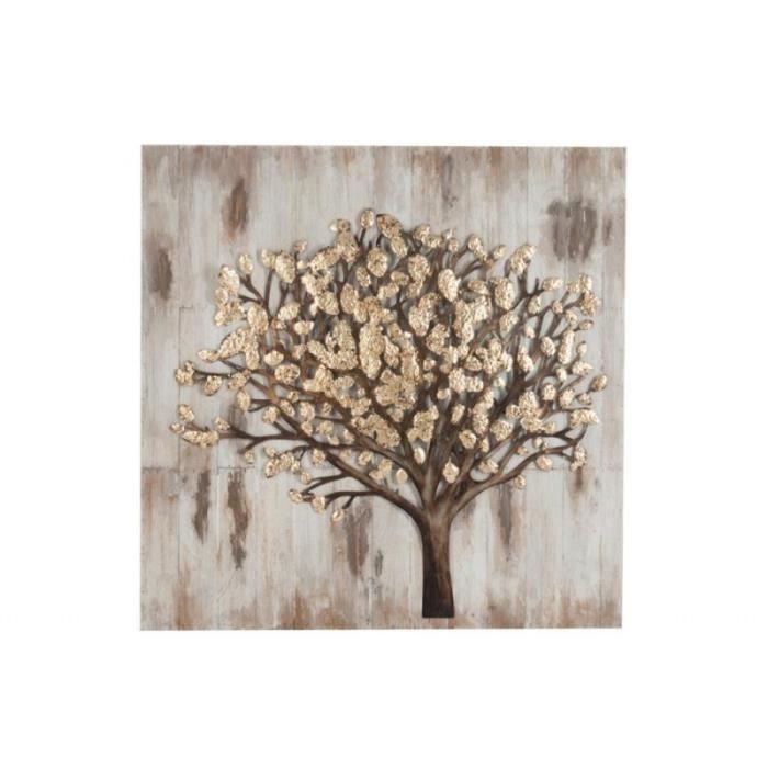 Décoration Murale Arbre Métal Et Bois Or Blanc Antique Achat