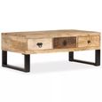 Table Basse Avec 3 Tiroirs Bois De Manguier Massif 90x50x35 Cm