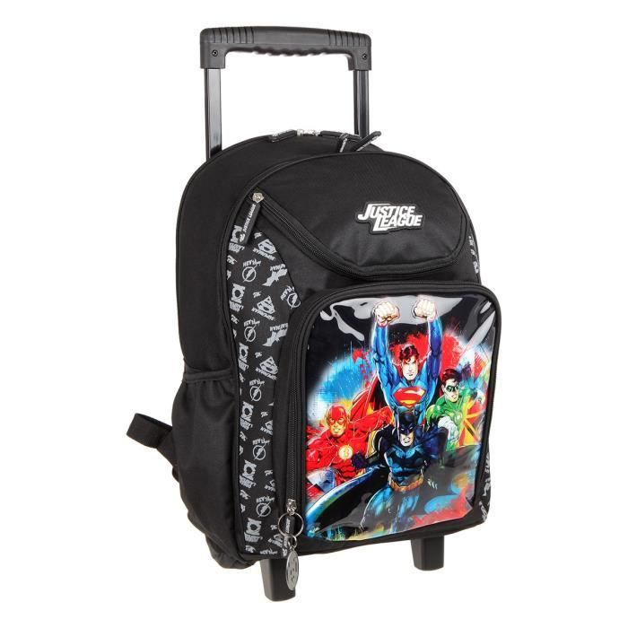 KID'ABORD DCC COMICS Sac à Dos à Roulette - 2 Compartiments - 35 cm - Noir - Primaire - Enfant Garçon