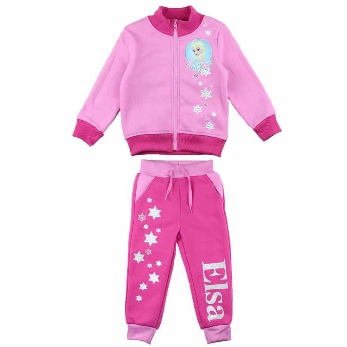 DISNEY LA REINE DES NEIGES Ensemble Jogging + Sweat Rose Fuchsia Enfant Fille