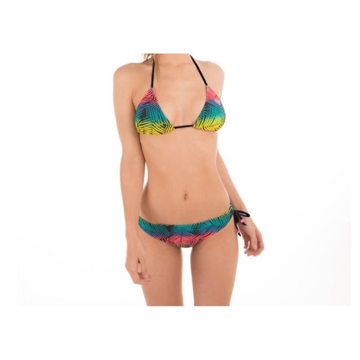 FREEGUN Maillot de bain - Femme - Jaune / Bleu / Rose