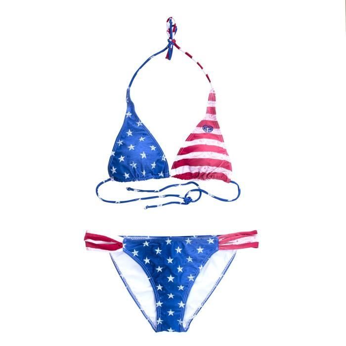 FREEGUN Maillot De Bain 2 Pièces Femme Miss Freegun Motifs USA pour Femme