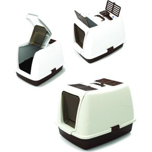 MPETS Maison de toilette Aswan - Pour chat - Marron et blanche