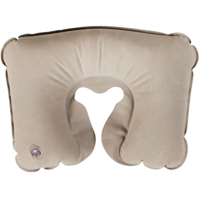 Coussin de voyage gonflable - PVC - 32 x 25 cm - Beige