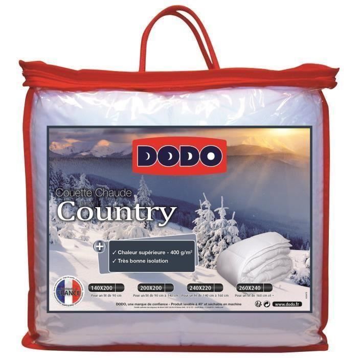 DODO Pack de couette COUNTRY - 1 couette chaude et 1 lot de 2 oreillers - 220x240 cm - Blanc