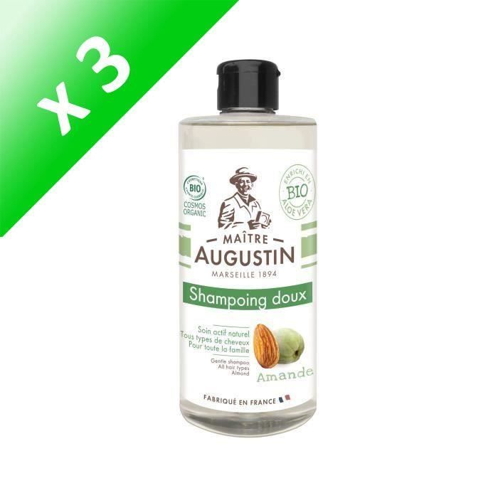 Produit shopeco.fr : Lot De 3 - MAITRE AUGUSTIN Shampoing 500ML AMANDE Cosmos Organic