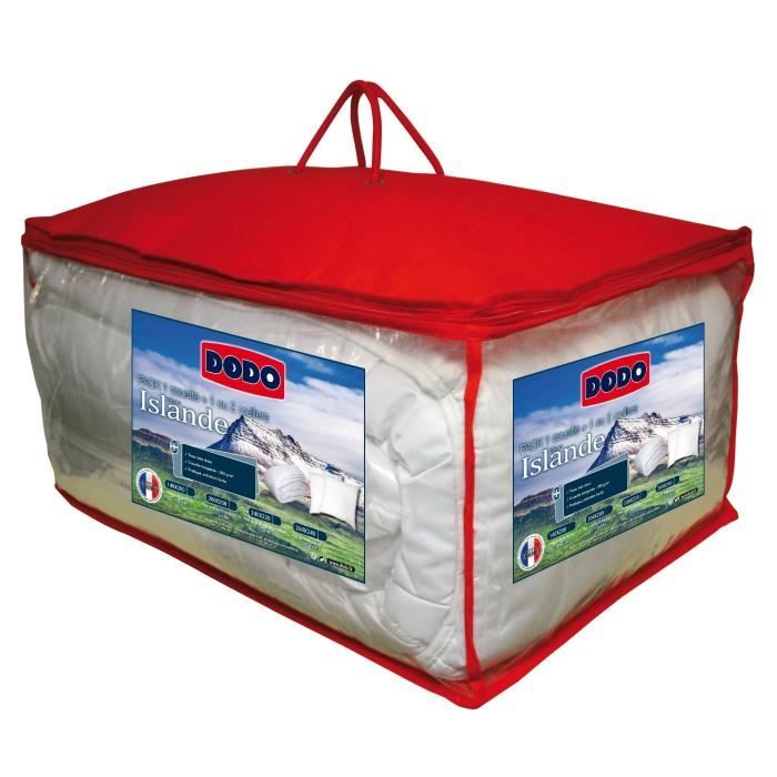 DODO Pack Islande - 1 couette 220x240 cm + 2 oreillers 60x60 cm blanc