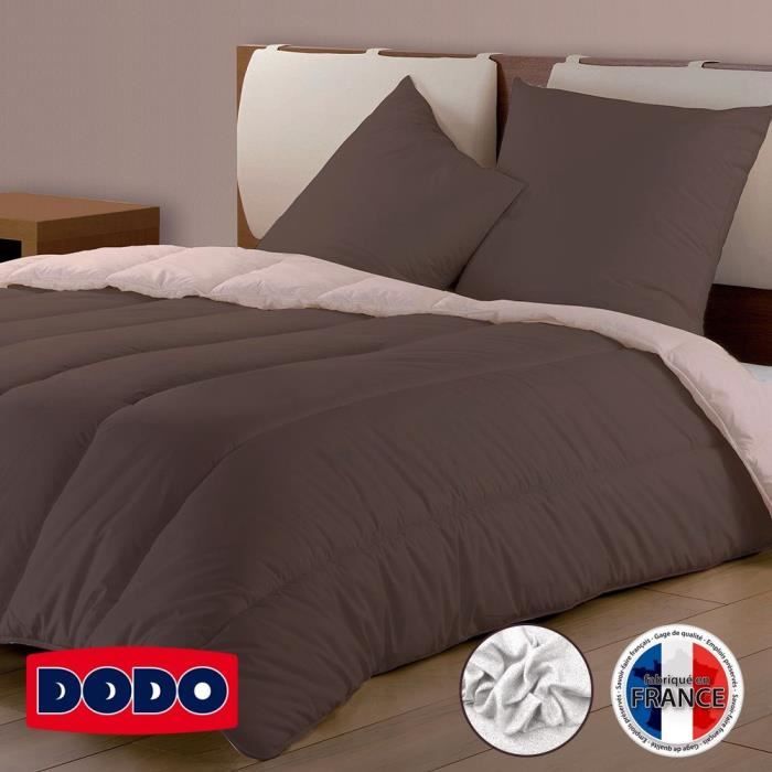 DODO Couette Confort Molletonné - 220 x 240 cm - Chocolat et rose
