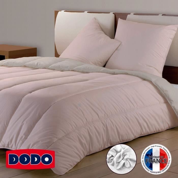 DODO Couette Confort Molletonné - 220 x 240 cm - Rose et beige