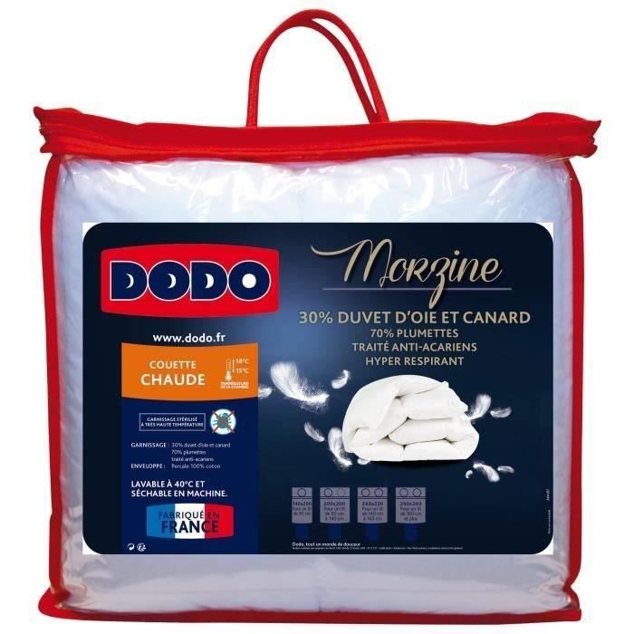 DODO Couette chaude Duvet d'Oie MORZINE Anti-Acariens 220x240cm blanc