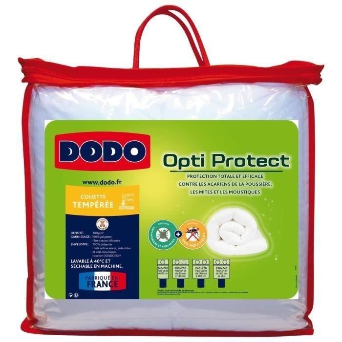 DODO Couette tempérée 300g/m² OPTI-PROTECT 220x240 cm blanc