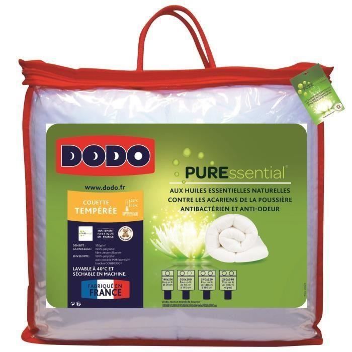 DODO Couette tempérée 350gr/m² PURESSENTIAL 220x240 cm blanc