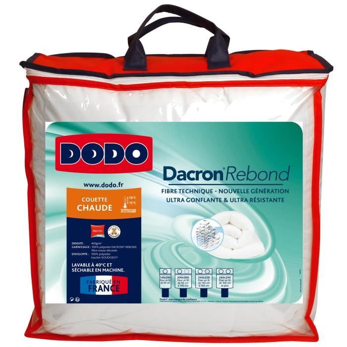 DODO Couette chaude 400gr/m² DACRON REBOND 220x240 cm blanc